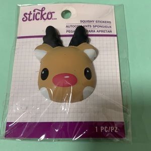 ⭐️ $1 if bundled - STICKO Reindeer Face Squishy Sticker NWT